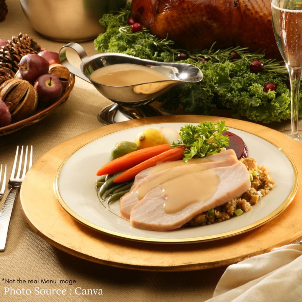 sliced turkey breast with gravy