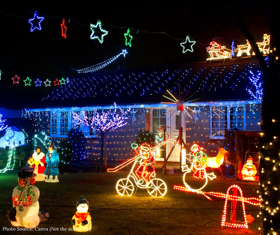 House full of Christmas lights 