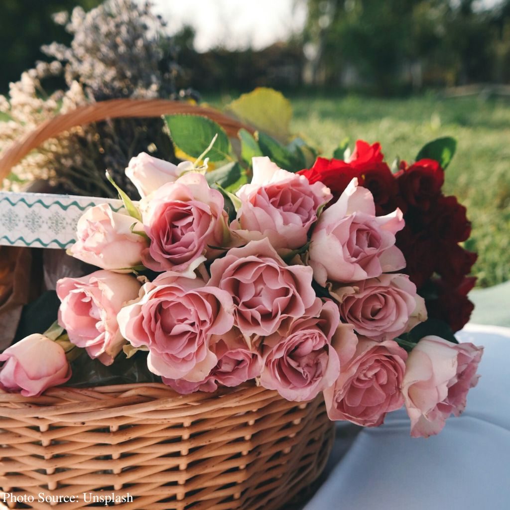 Basket filled with flowers